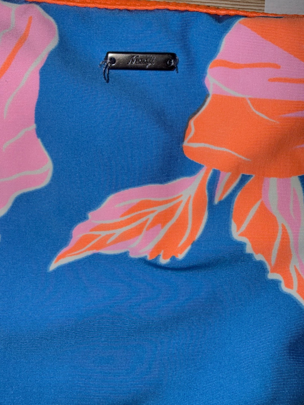 Long-Sleeve Floral Zip Front Swimsuit in Blue/Orange - Picture 6 of 9